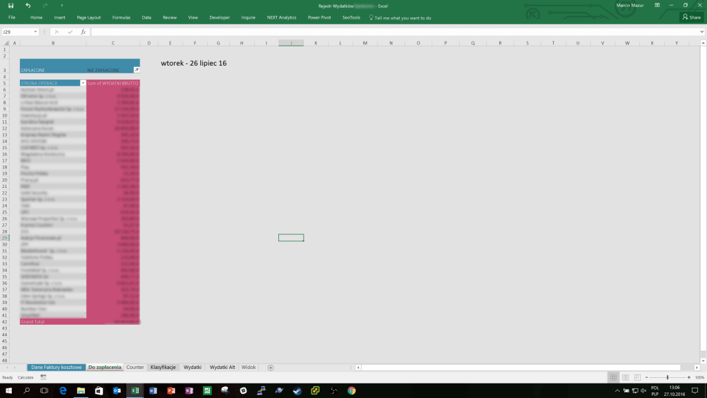 Business Intelligence System Księgowyrejestr Faktur Opłacone