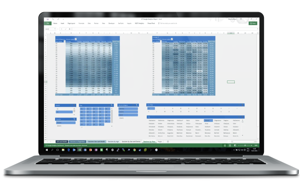 Google Analytics in excel 3