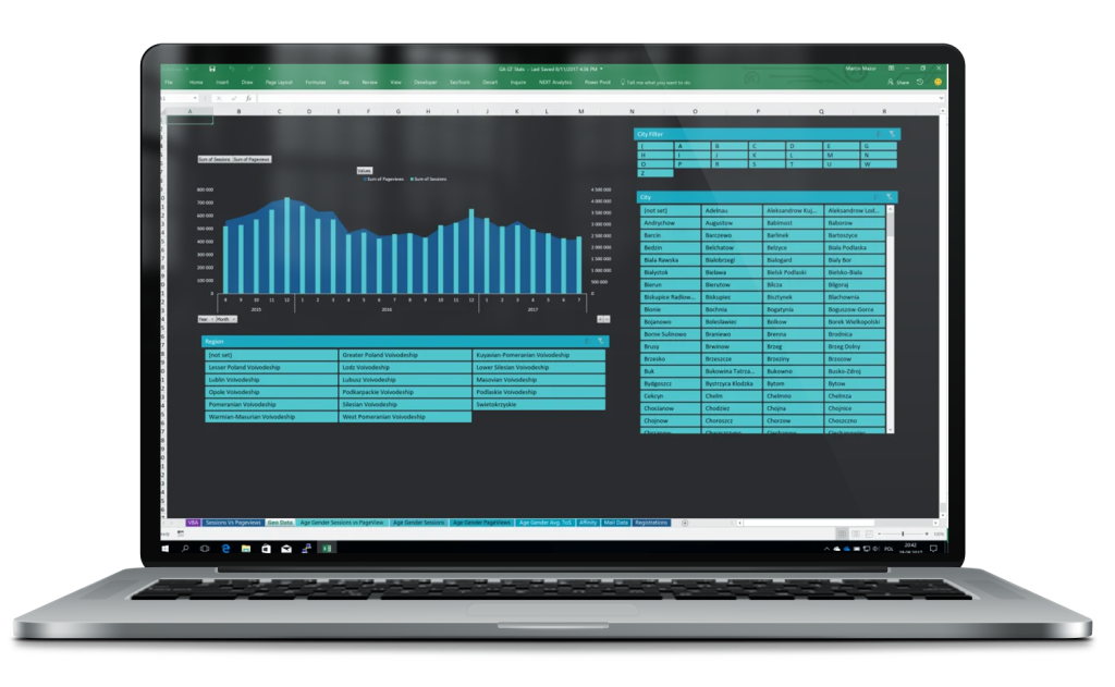 Google analytics in excel 1