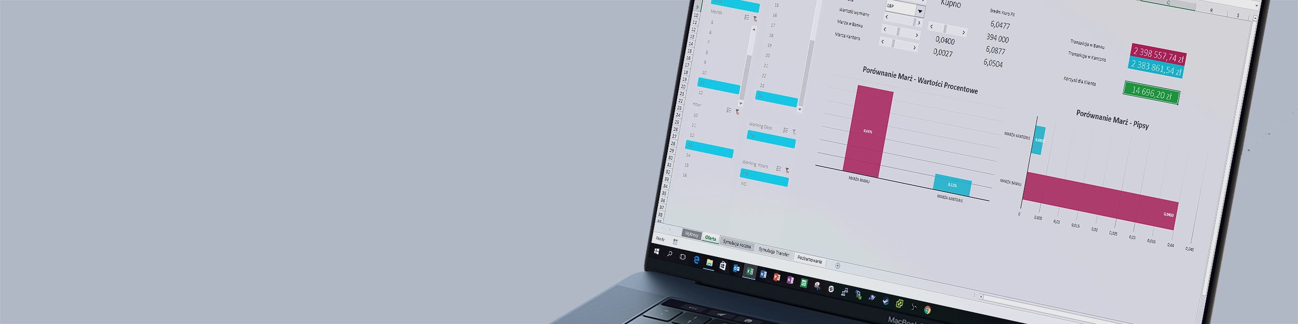 Excel jako narzędzie wsparcia sprzedaży dla platformy wymiany walut online – projekt Origami Effect; moduł kalkulacyjny prezentujący realne oszczędności klientom.