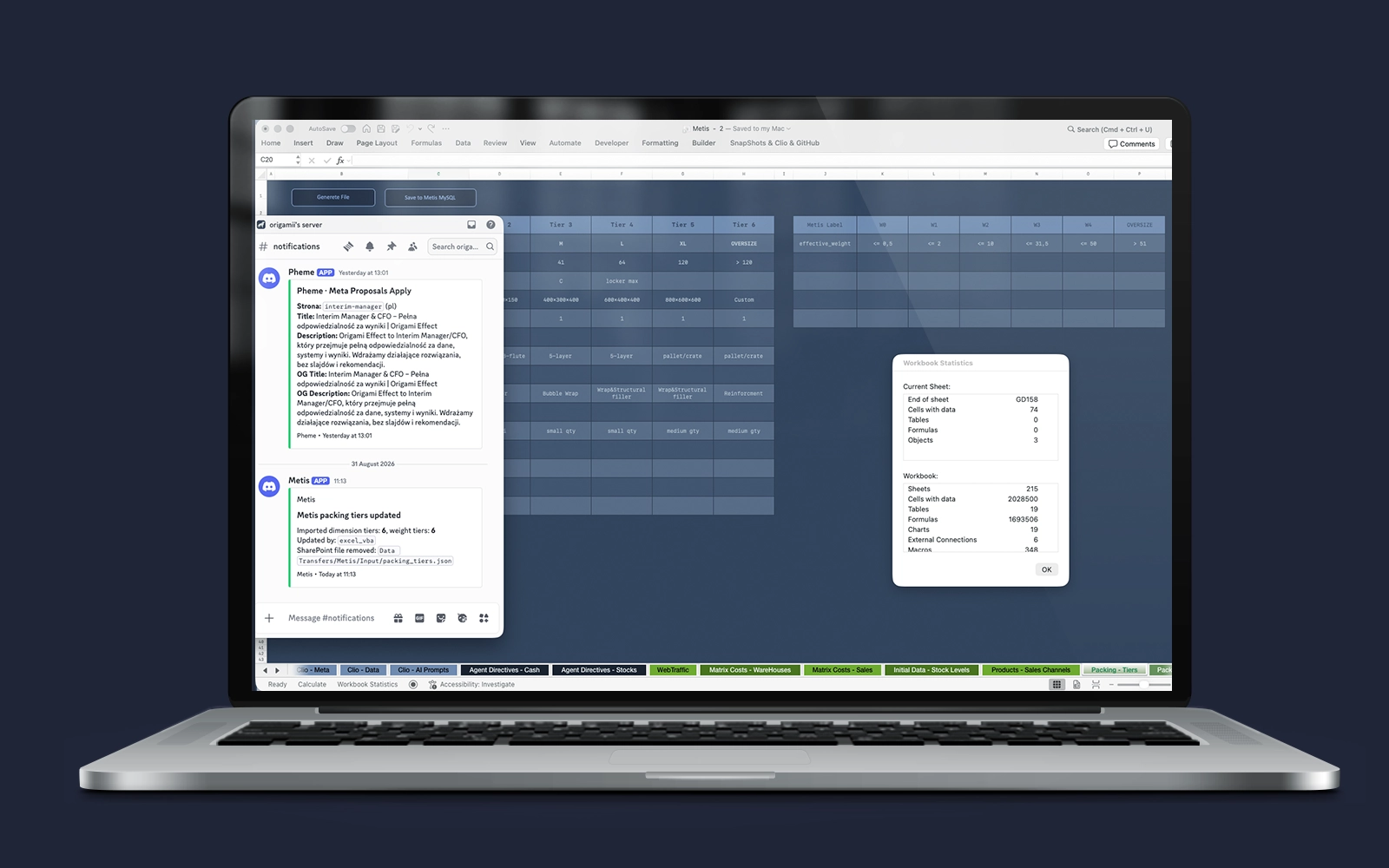Metis – integration of the financial model with the server application; write to MySQL database, automatic adjustment of ledger size and Discord notifications.