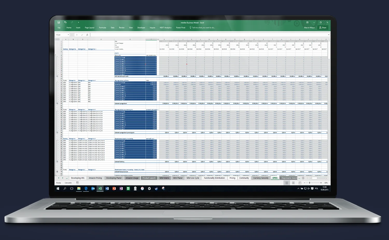 Excel model aplikacji – dynamiczne modelowanie OPEX i skalowalność kosztów operacyjnych